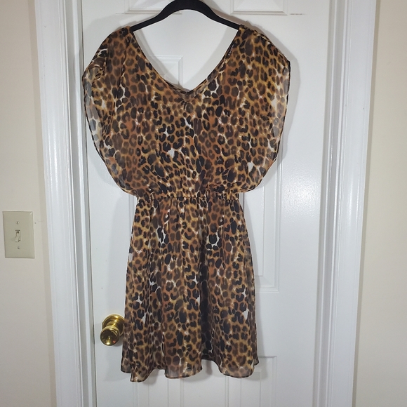Express | Dresses | Cheetahs Leopard Print Dress Little Black Dress ...